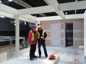 Ian and Alberto checking progress on the first floor of the latest build project at MWC in Barcelona