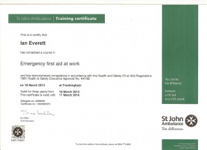 First Aid certificate 001